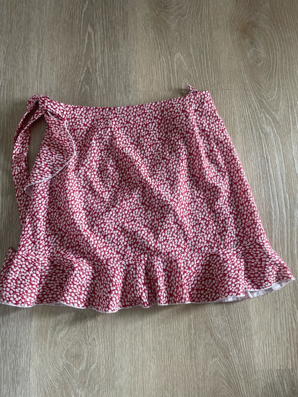 Women’s Red Printed Ruffle Hem wrap Skirt